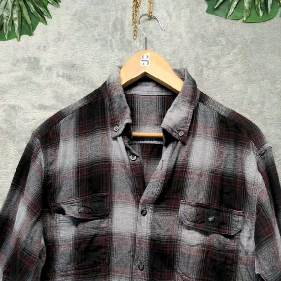 🍑Men Flannel Shirt Fall Winter Button-Down Flap Pocket Casual Plaid LARGE - Picture 2 of 13